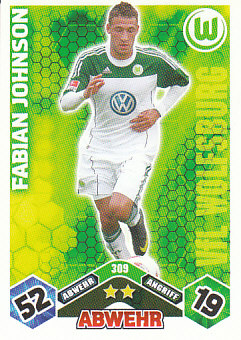 Fabian Johnson VfL Wolfsburg 2010/11 Topps MA Bundesliga #309